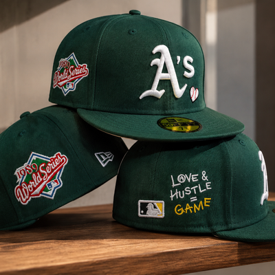 Oakland A’s Fitted Cap Green & White | World Series Embroidered Baseball Cap