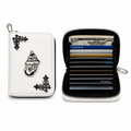 Premium Zip Around Card Holder Wallet with Cross Design – White