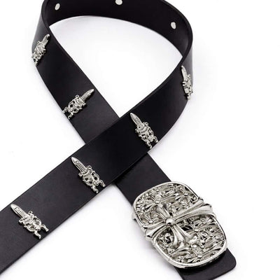 Ch Silver Crusade Strap leather belt