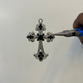 Silver plating black stone big king cross