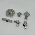 6 PCS Gothic Chrome Metal Crocs Charms Set – Premium Silver Cross, Dagger & Fleur Shoe Accessories