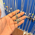 6 piece- black cross silver pendant with chain
