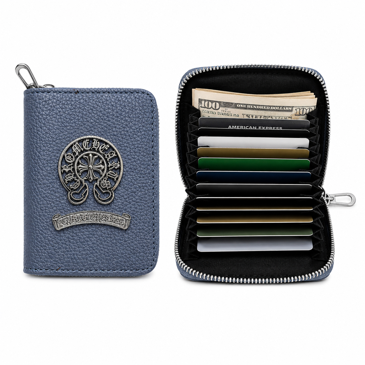 3 Pcs Luxury Accordion Card Holder Wallet – Ice Blue