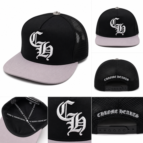 Pack of 3 piece - Black White Chrome Style Mesh Snapback Cap – Premium Streetwear