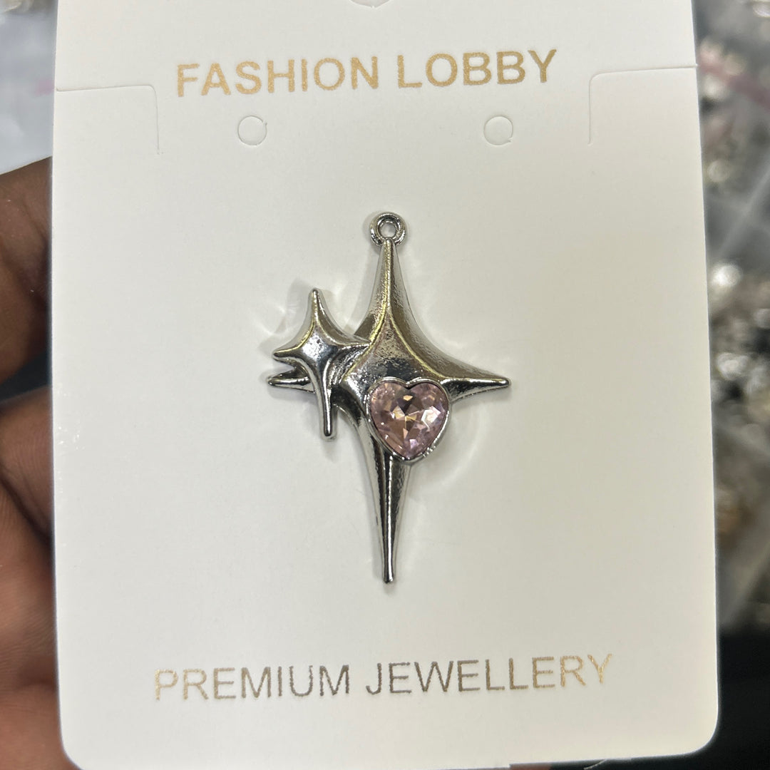 Fallen Star Pink Heart charms