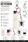 Fashion Lobby White Dragon lighter Holder Keychain with Spider Charm |