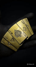 Ace of Spades Lighter Buckle Belt – Antique Gold Poker Belt | 50 Inch