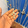 6 piece- silver cross red C pendant with chain