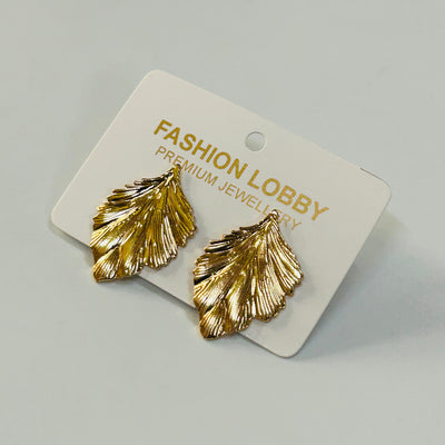 golden cute leaf earrings