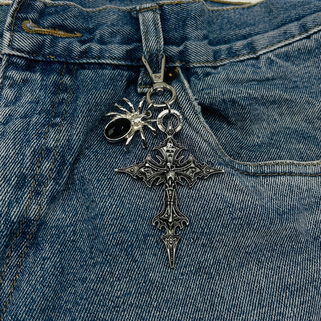 Cross spider key chain
