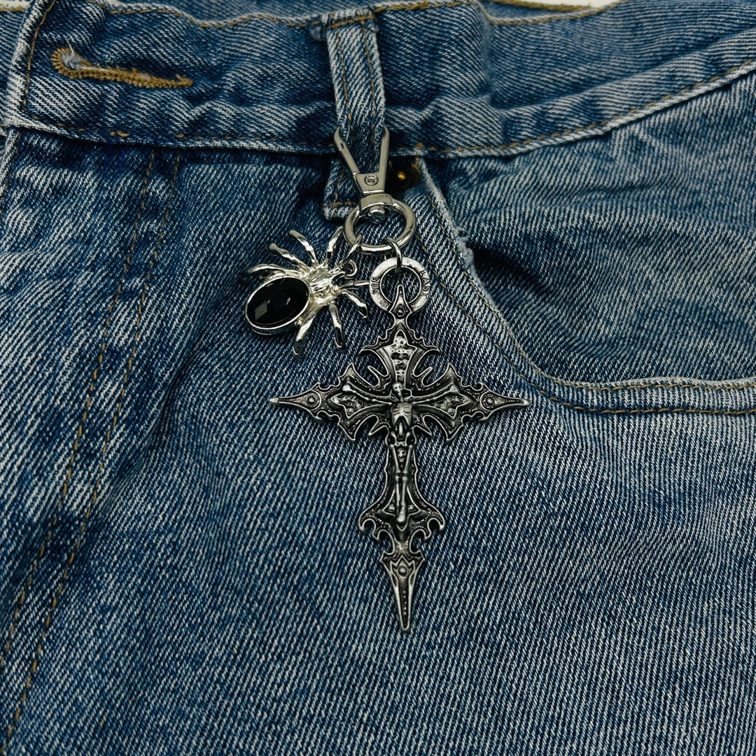 Cross spider key chain