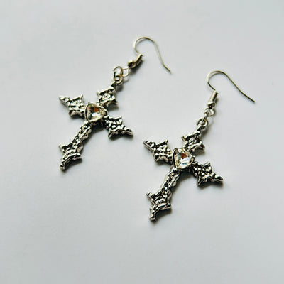 silver cross earrings