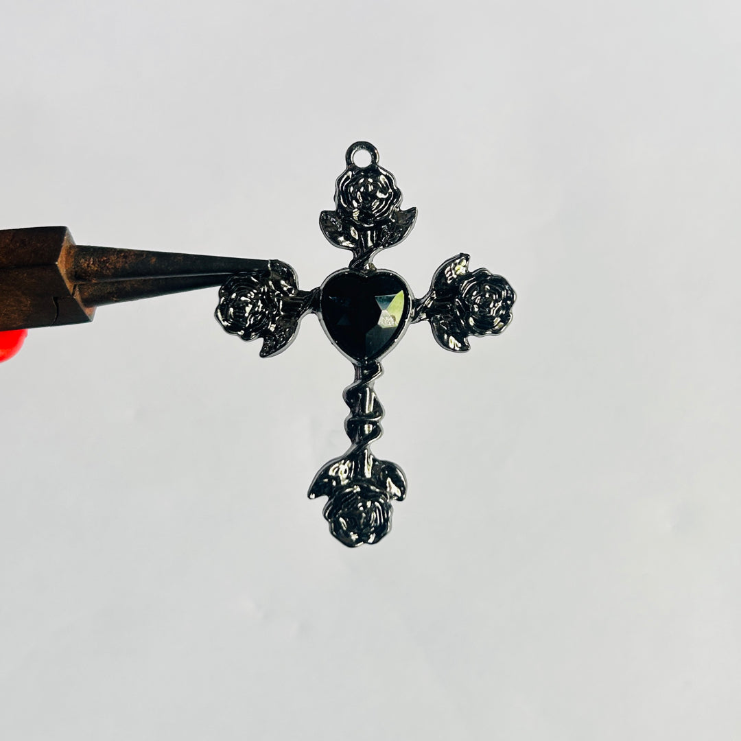 BLACK HEART ROSE CROSS