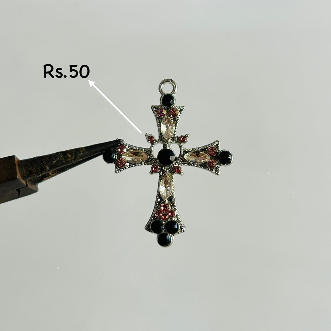 Black & Pink cross pendant