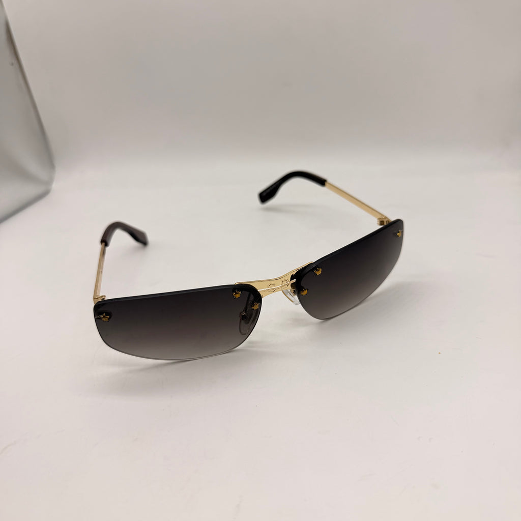 Premium Gold Rimless Gradient Sunglasses | Luxury Shield Frame