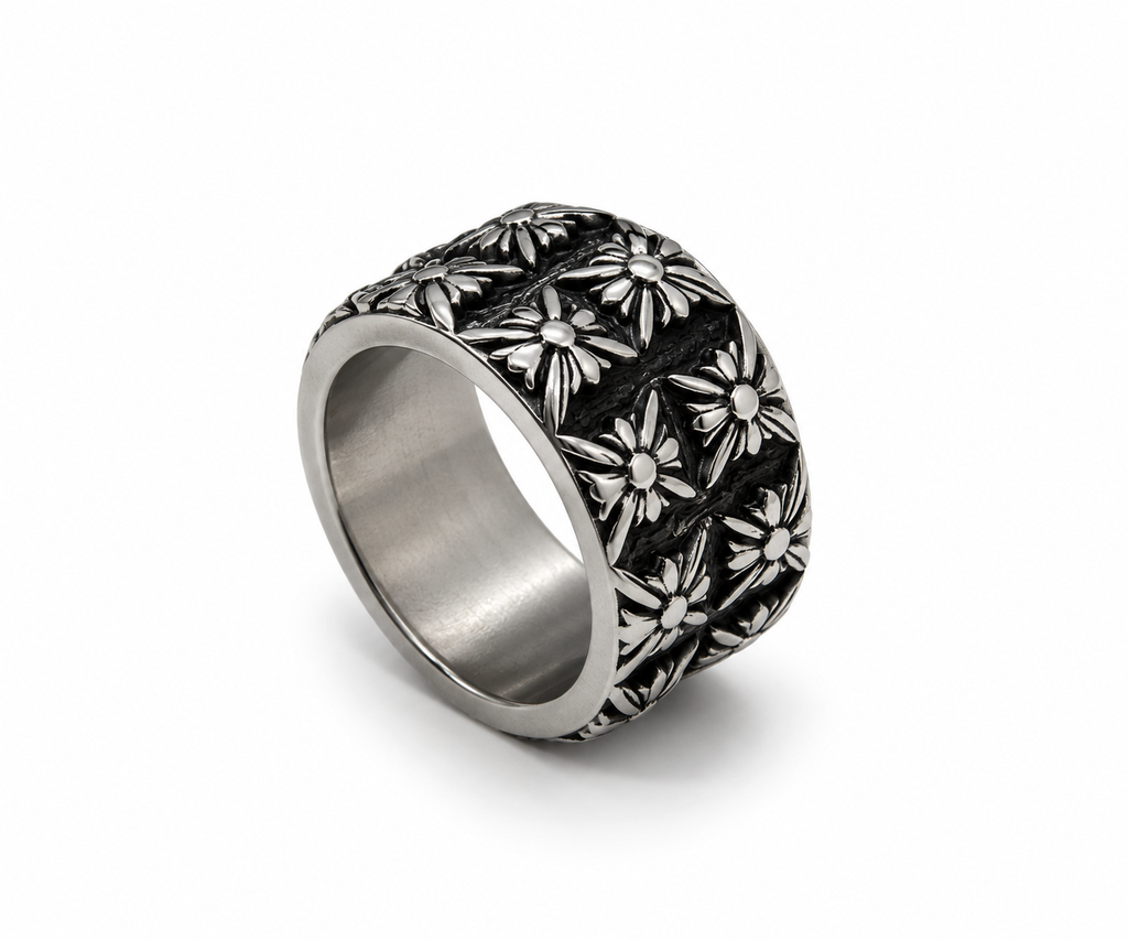 Premium CH Floral Cross Ring – 100% Stainless Steel