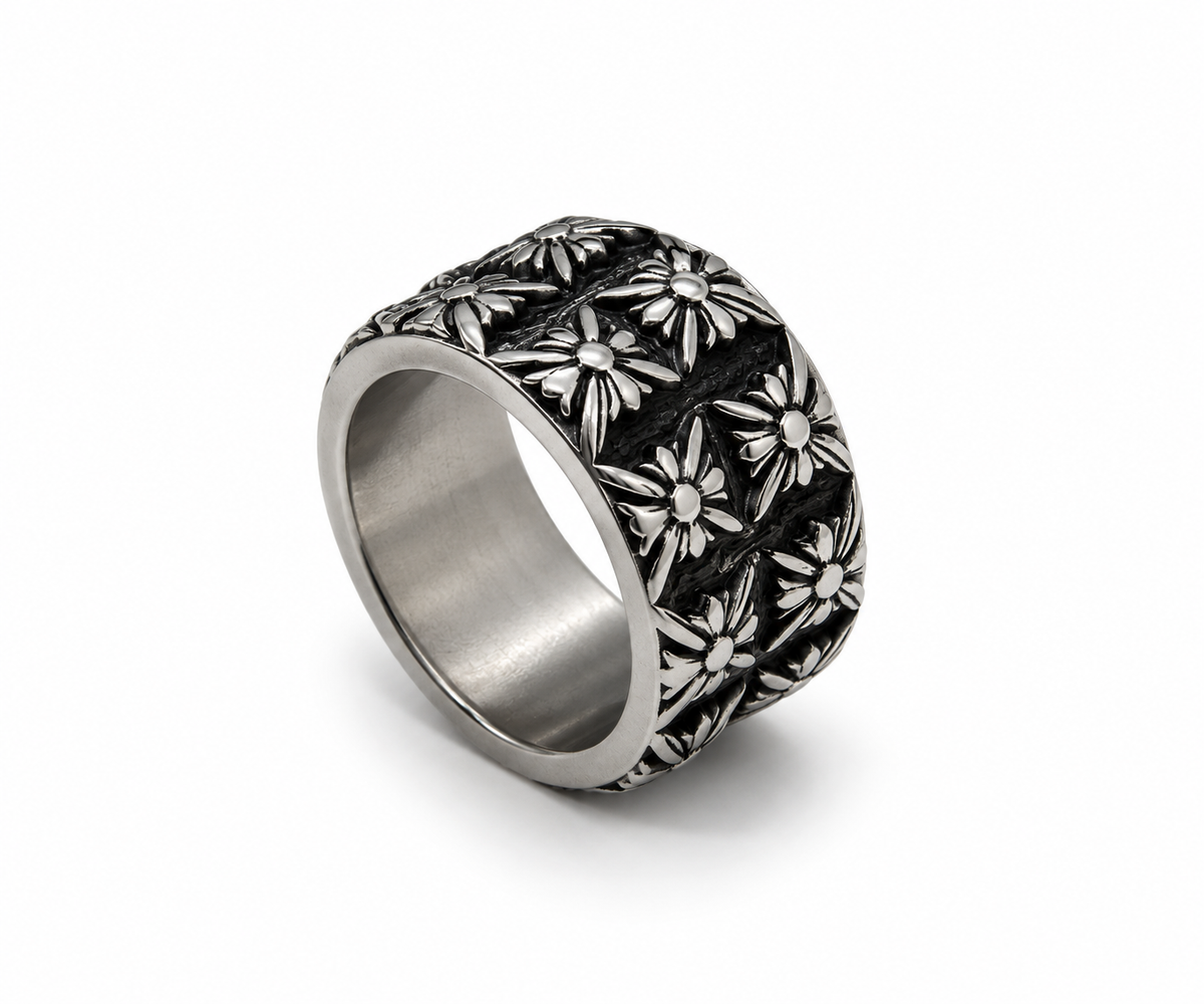 Premium CH Floral Cross Ring – 100% Stainless Steel