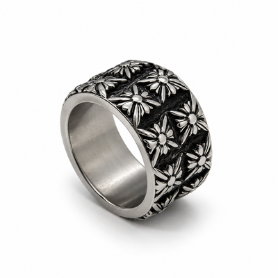 Premium CH Floral Cross Ring – 100% Stainless Steel