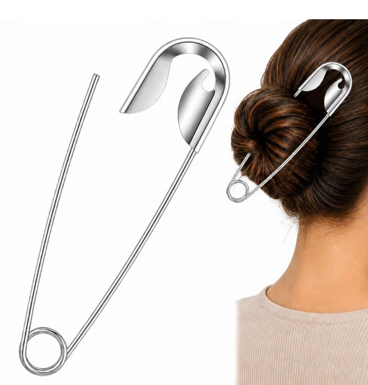 Multipurpose Safety Pin Keychain – Hairpin, Bag Charm & Jeans Accessory | Silver
