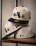 Chicago White Fitted Cap Cream & Black | Premium Embroidered Baseball Cap