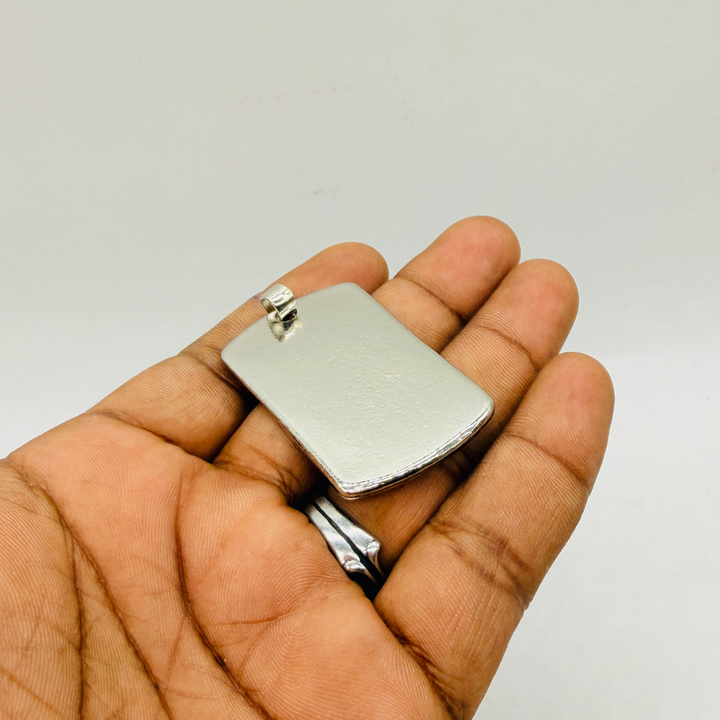 Chrome Cross Dog Tag Pendant