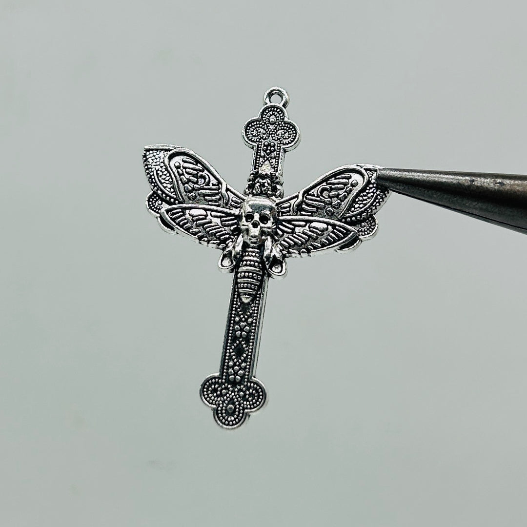 Skull Dragonfly Cross Pendant