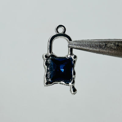 Silver Lock charms blue