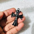 chrome pointed black cross