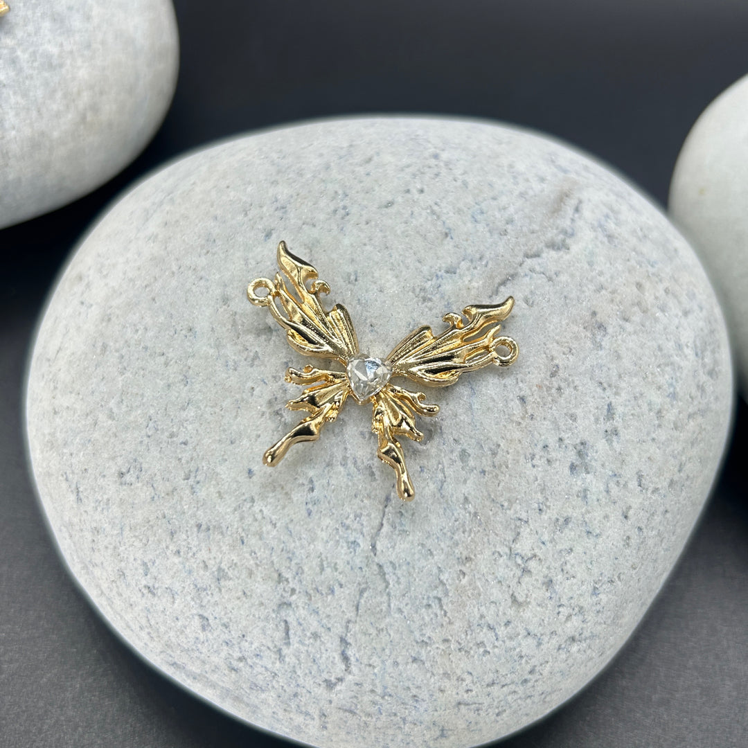 golden heart angel wings charms