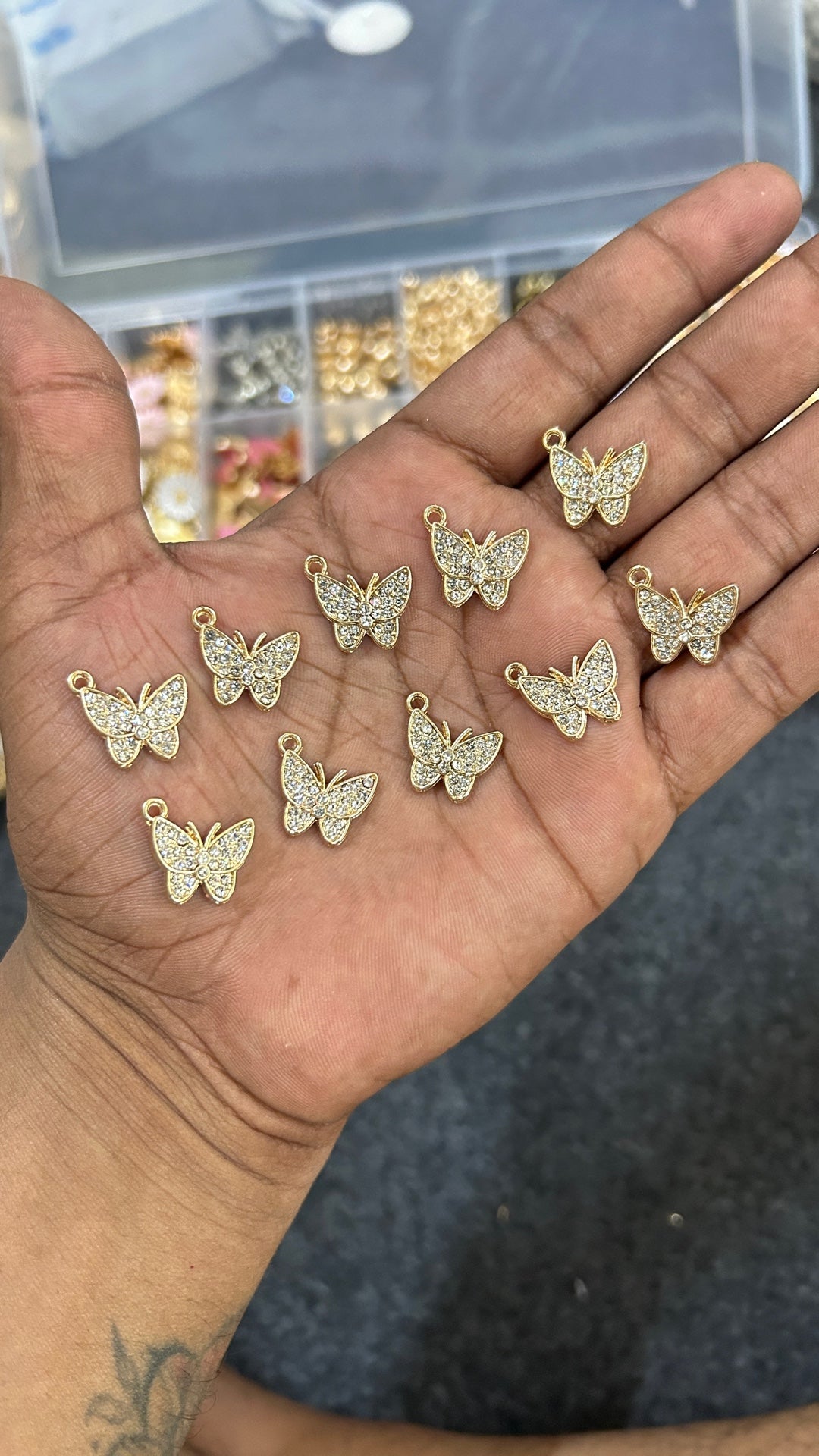 gold butter flyer charms 10 pcs