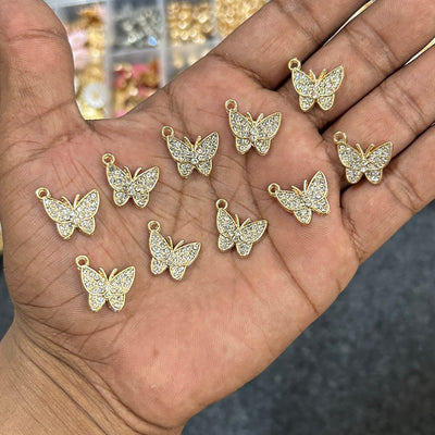 gold butter flyer charms 10 pcs