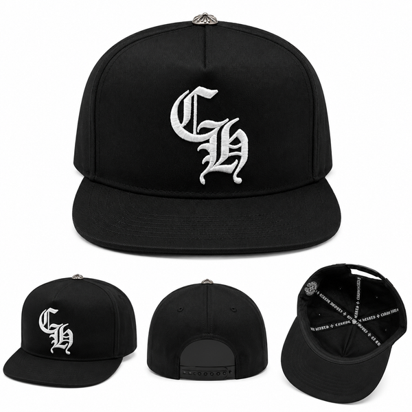 Pack of 3 Piece – Black CH Embroidered Snapback Caps | Premium Street Fashion Collection