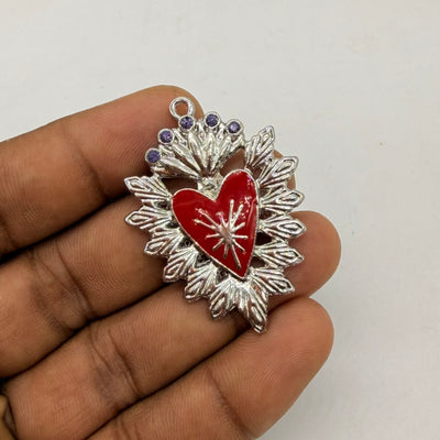 Sacred Heart Pendant (Purple Stone)