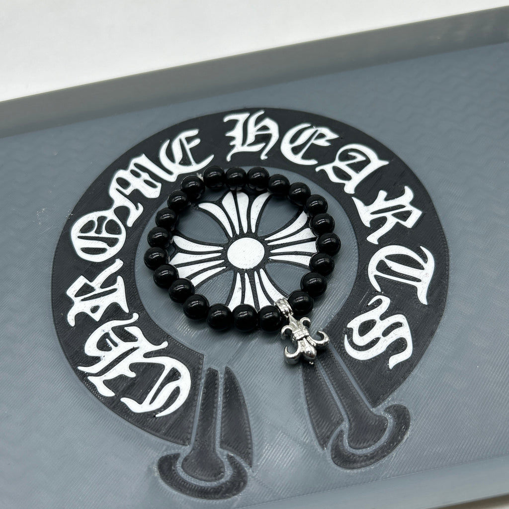 Ch Black beads bracelet for men and women