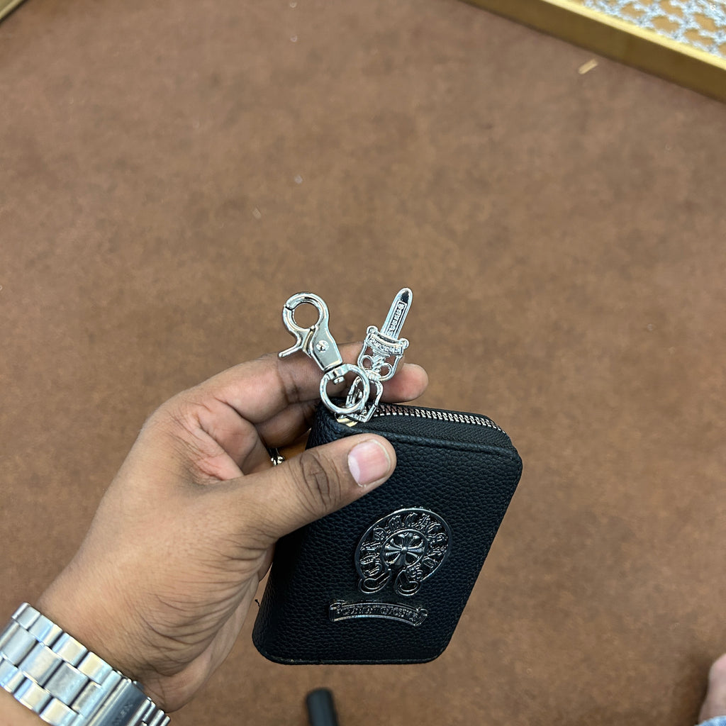 Chrome wallet with dagger chain and lobster