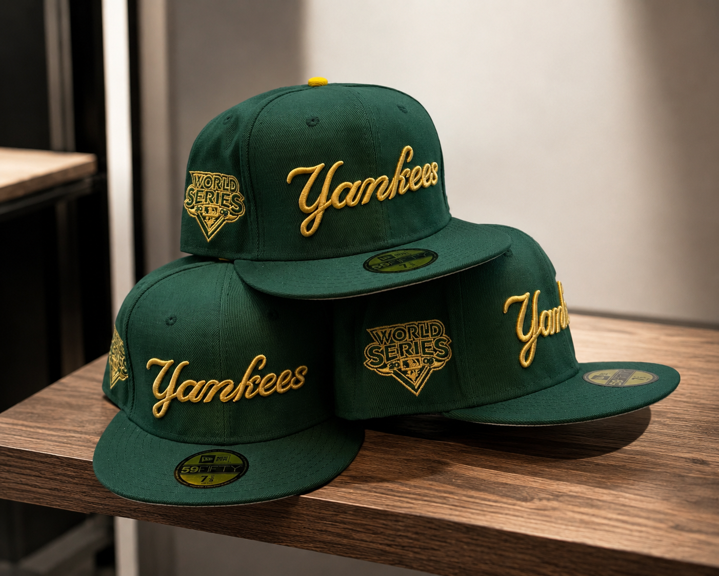 New York Yankees Fitted Cap Green & Gold | World Series Embroidered Baseball Cap