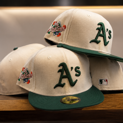 Oakland A’s Fitted Cap Cream & Green | 1969 World Series Embroidered Baseball Cap