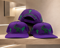 Purple Snapback Cap with Green Cross Embroidery | Premium Streetwear Adjustable Baseball Hat