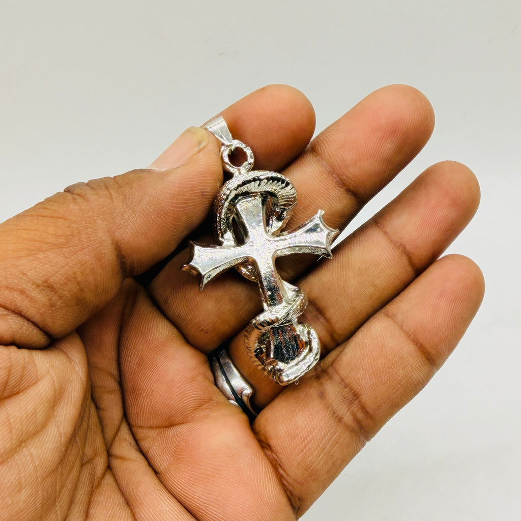 Snake Wrapped Cross Statement Pendant