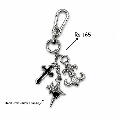 Royal Fleur Cross Charm Keychain
