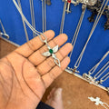 6 piece- green stone pendant with chain