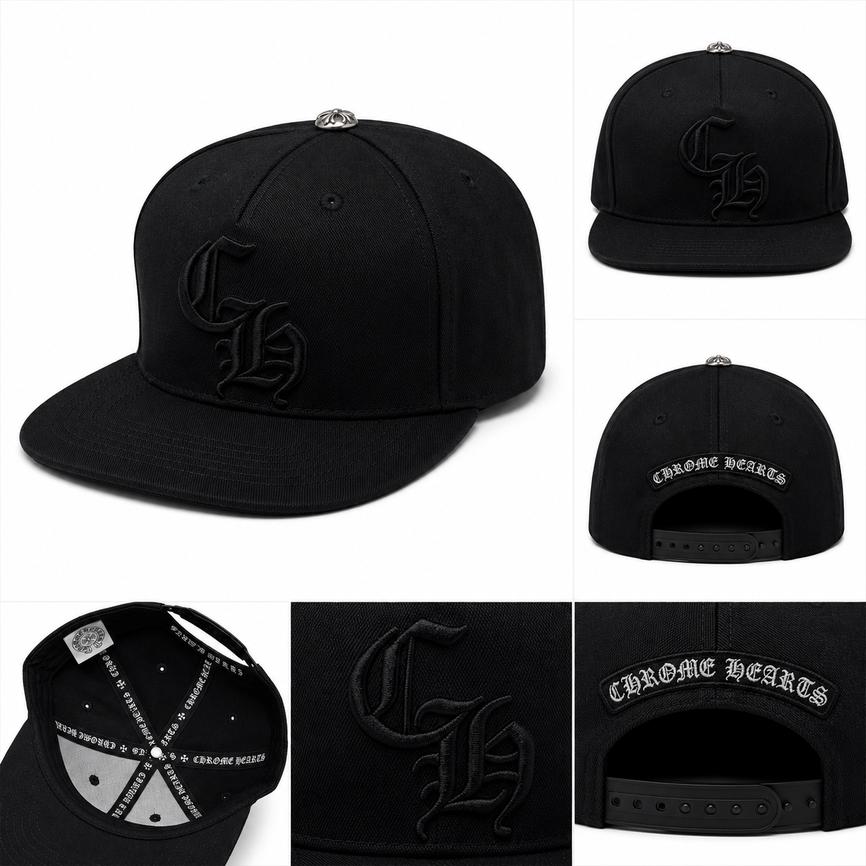 Pack of 3 piece - All Black Minimal Embroidered Snapback Cap – Premium Streetwear