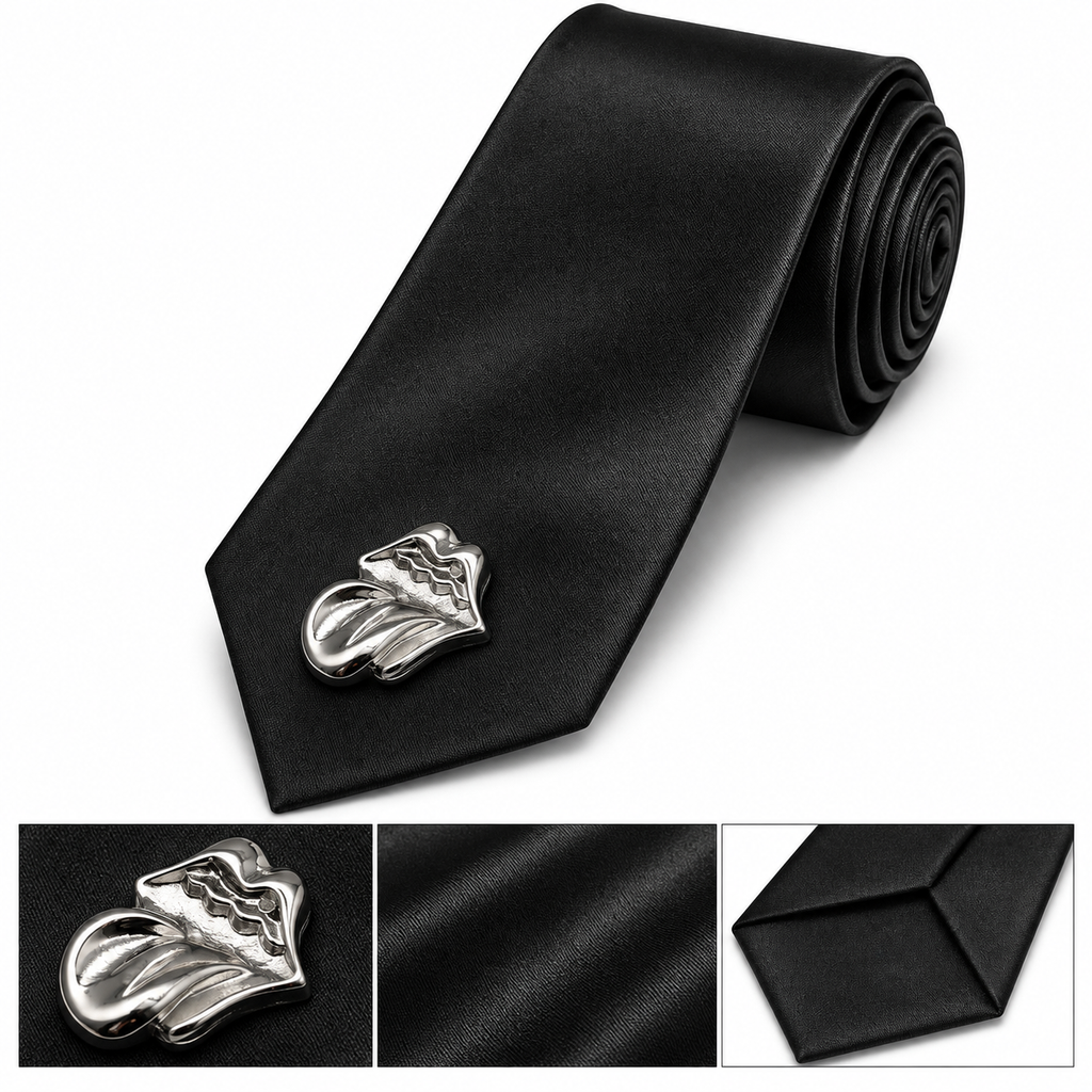 Premium multicoloured Tongue Emblem Statement Tie pack of 6