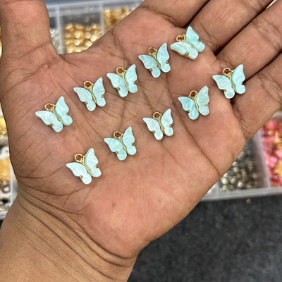green butterfly 10 pcs charms
