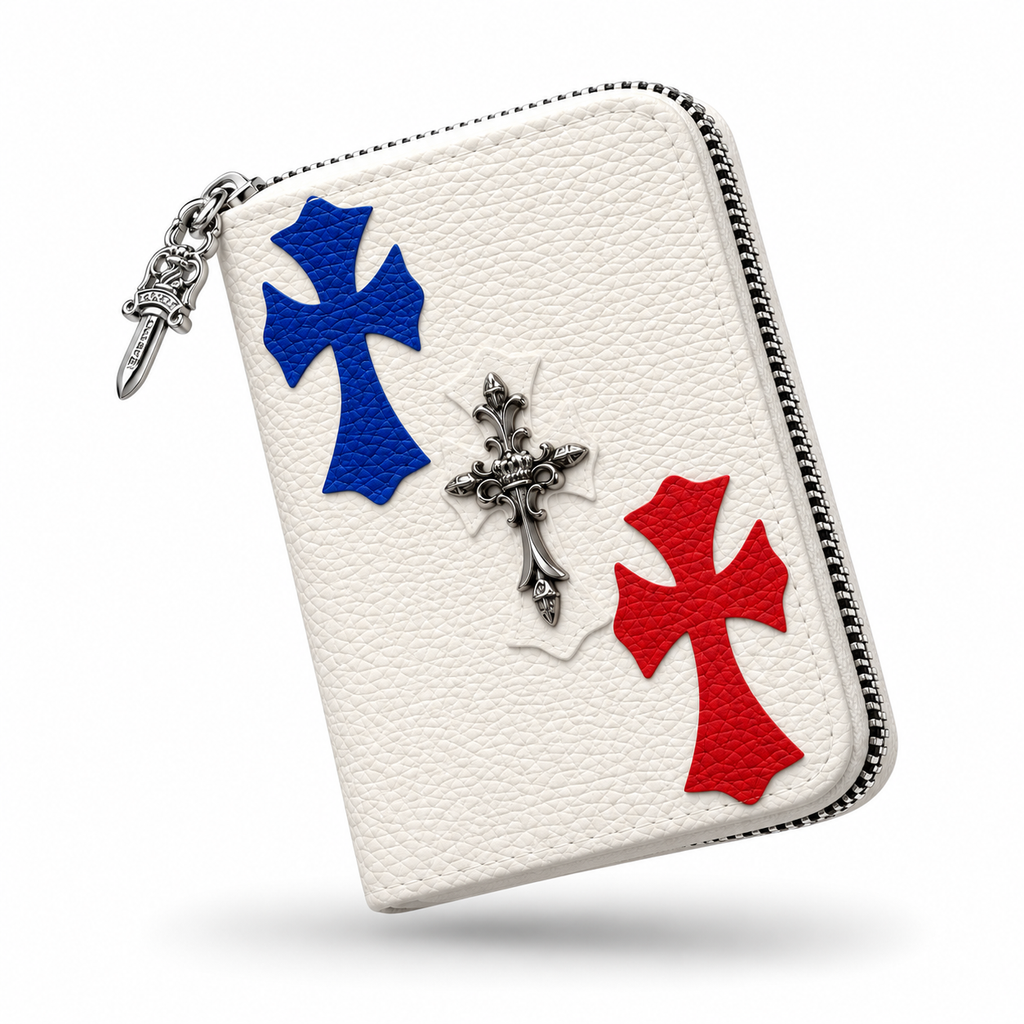 3 piece white ch wallet for cash and card