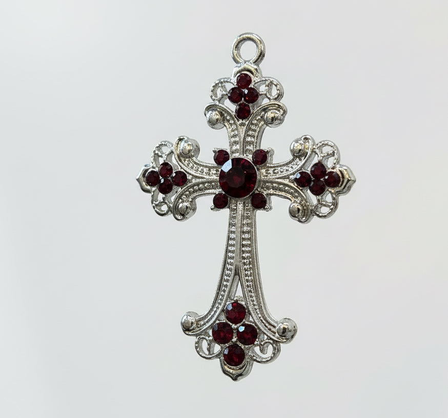 Silver plating royal blood stone big king cross pendant