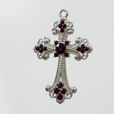 Silver plating royal blood stone big king cross pendant