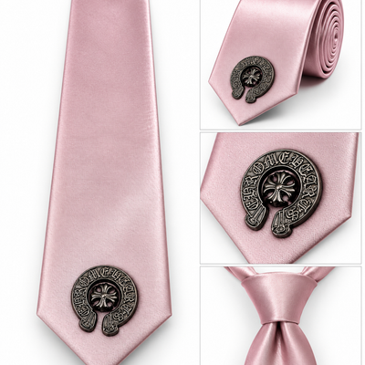 CH baby pink tie for men and women y2k