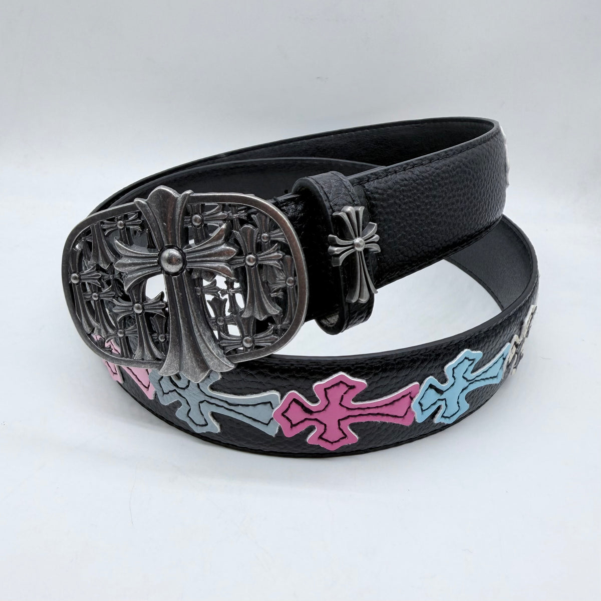 Black Vintage Filigree Cross Buckle Belt