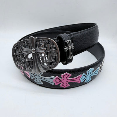 Black Vintage Filigree Cross Buckle Belt